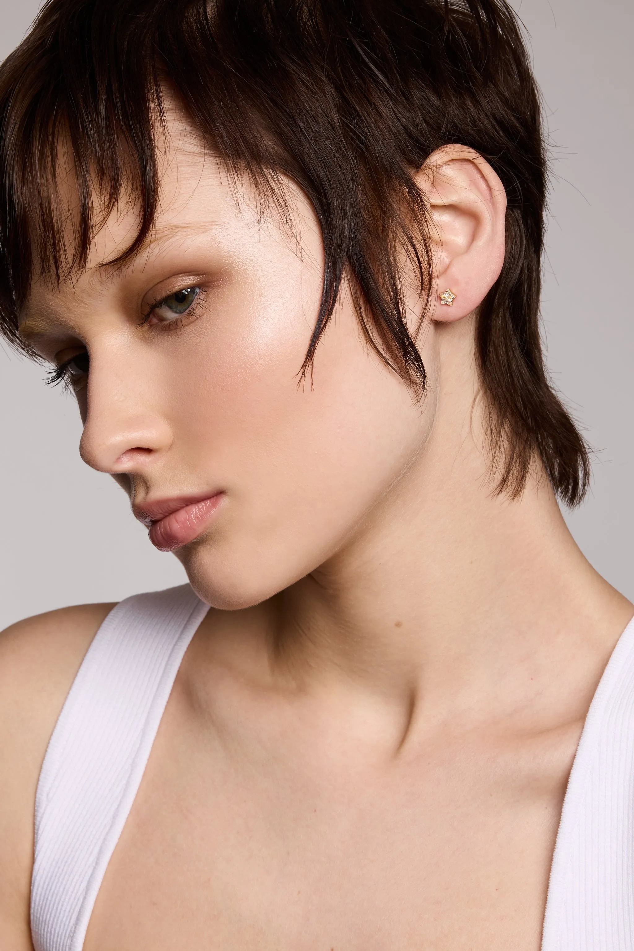 Floating star gold vermeil stud earring