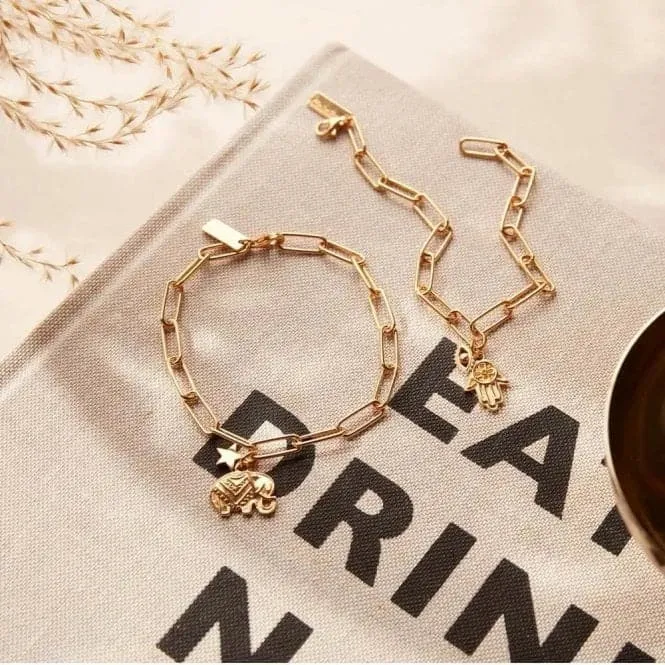 Gold Link Chain Strength and Luck Bracelet GBLC4024810