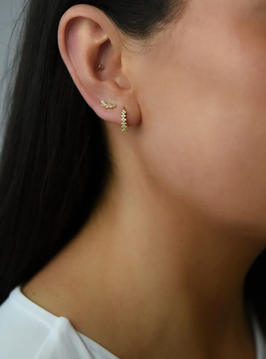 Golden Cz Climber Earrings
