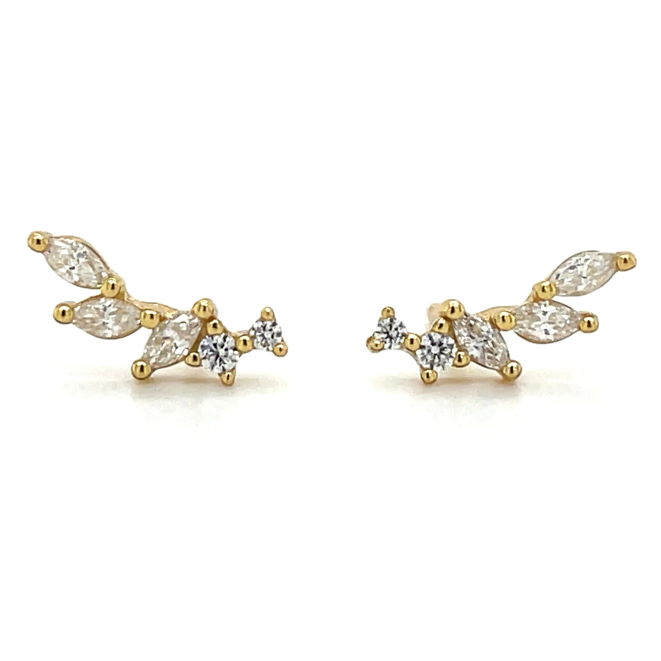 Golden Cz Climber Earrings
