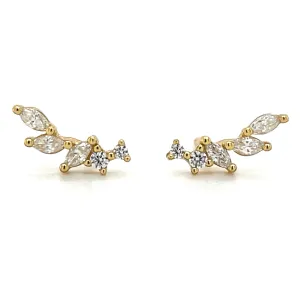 Golden Cz Climber Earrings