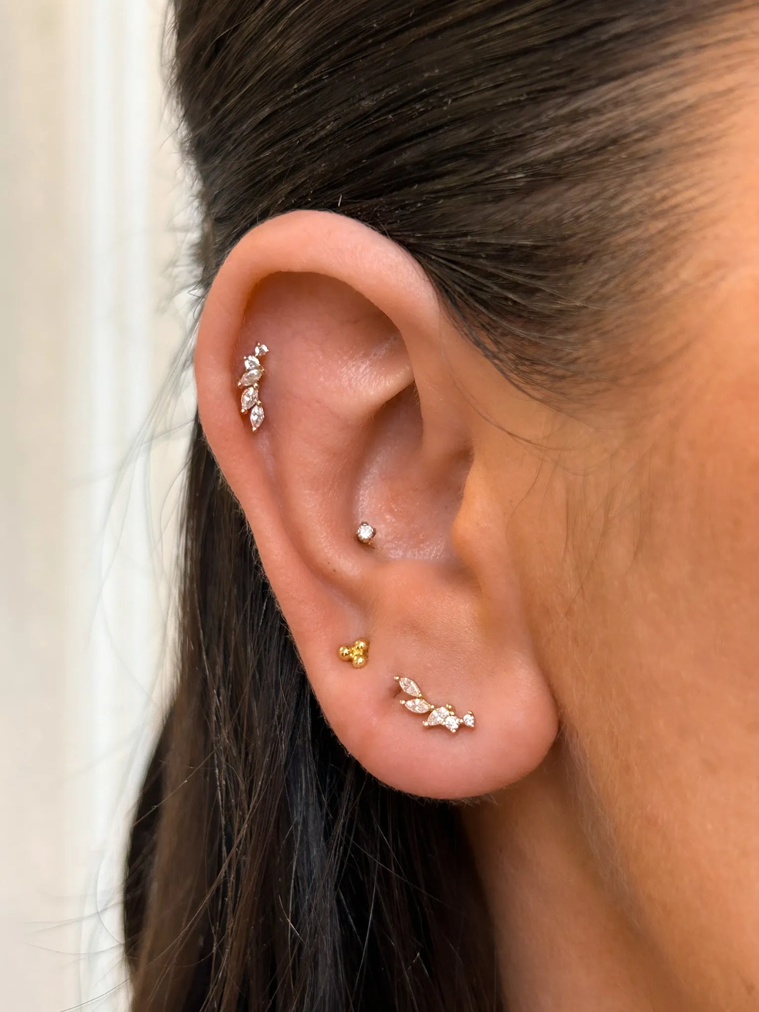 Golden Cz Climber Earrings