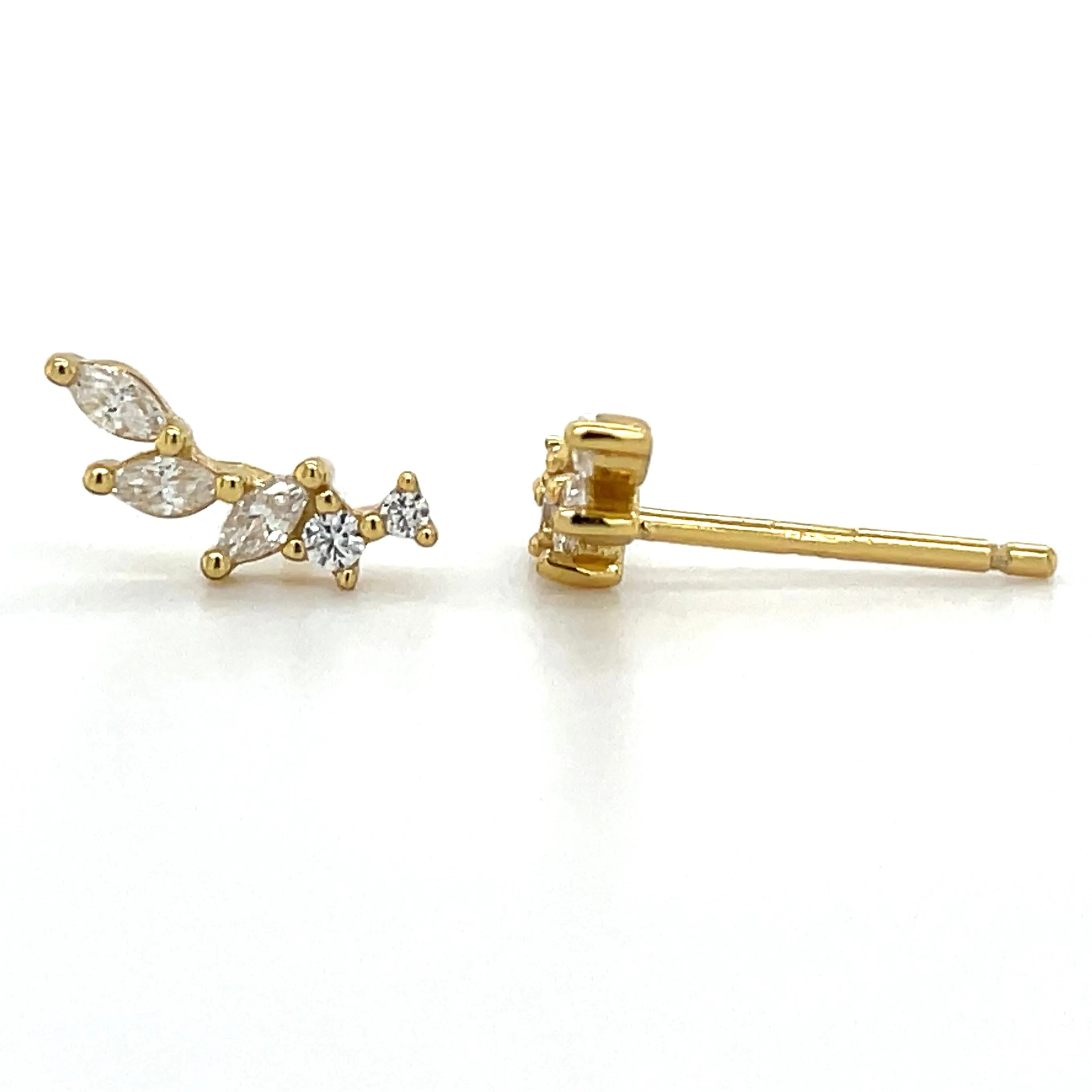 Golden Cz Climber Earrings