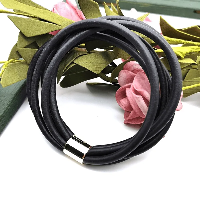 Gothic Black Rubber Bangles For Women / Vintage Female Charm Bracelets