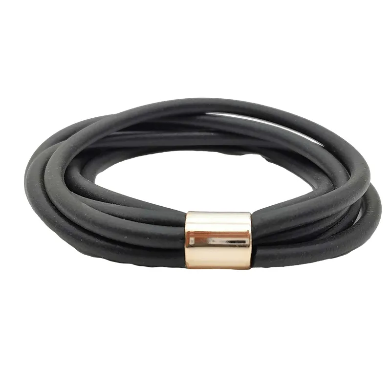 Gothic Black Rubber Bangles For Women / Vintage Female Charm Bracelets