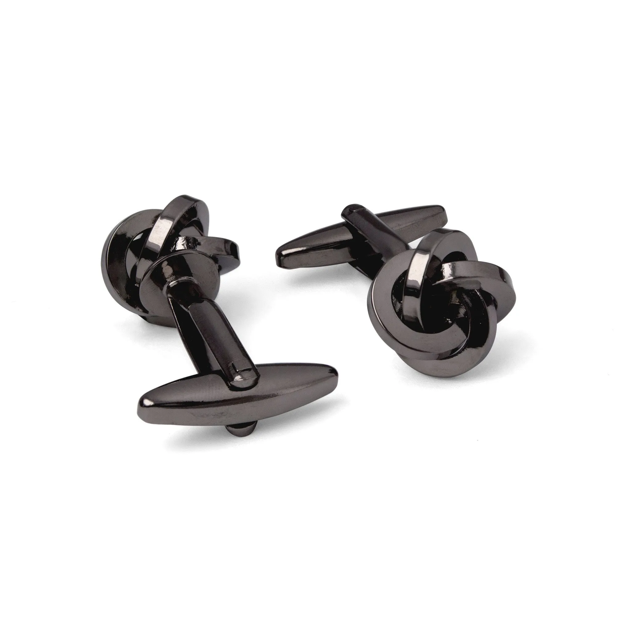 Gunmetal Knot Cufflink with flat wire