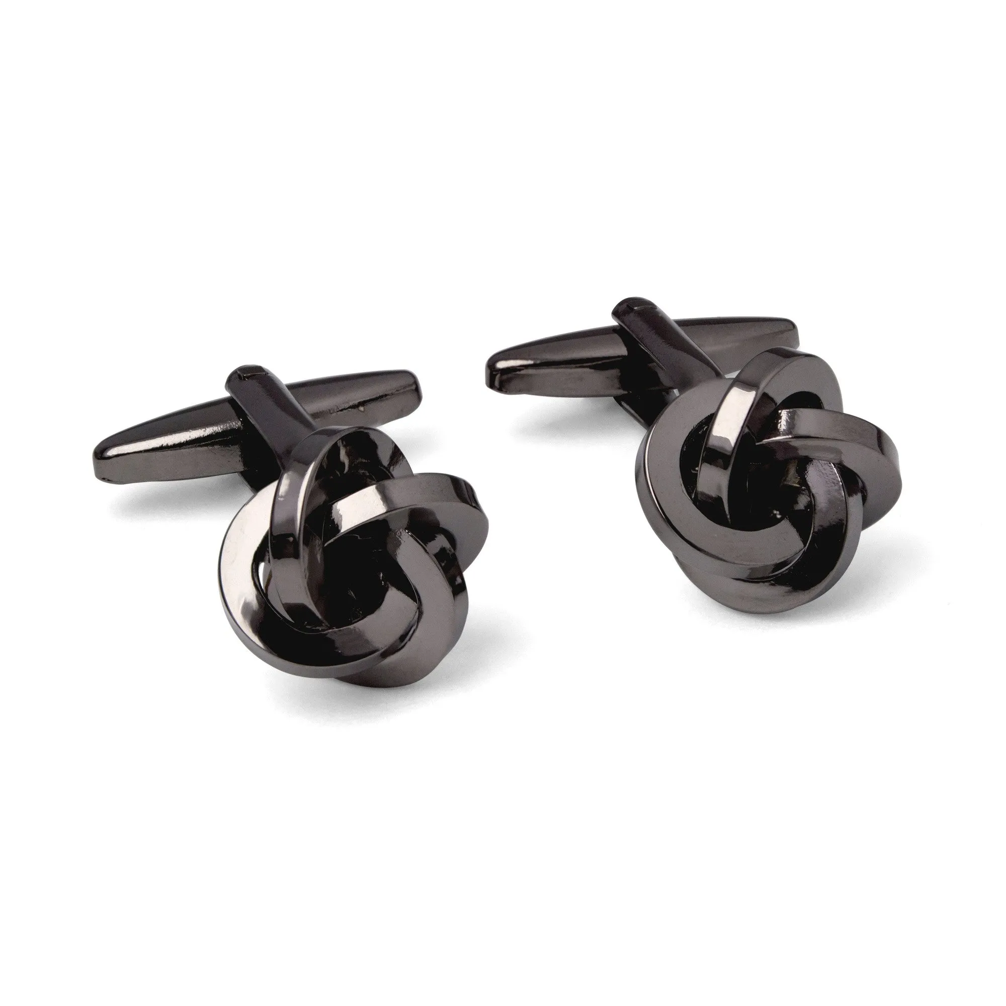Gunmetal Knot Cufflink with flat wire