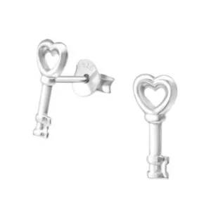 Heart Key Ear Studs - Elegant  Unique Jewelry for Women