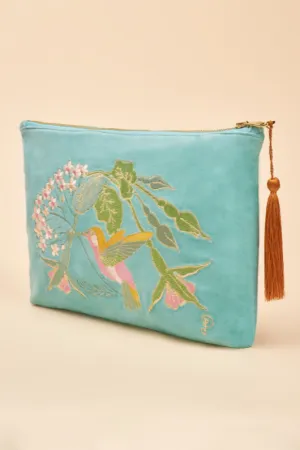 Hummingbird Velvet Zip Pouch