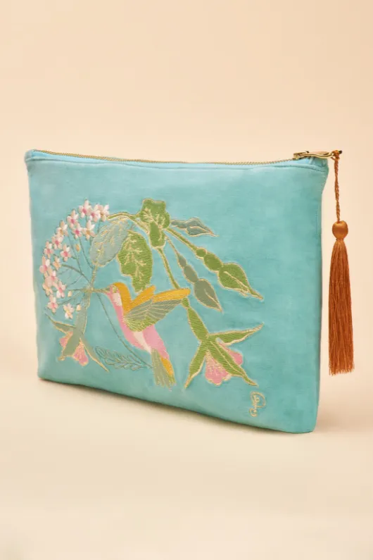 Hummingbird Velvet Zip Pouch