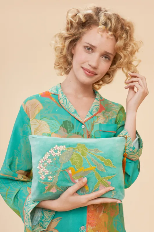 Hummingbird Velvet Zip Pouch