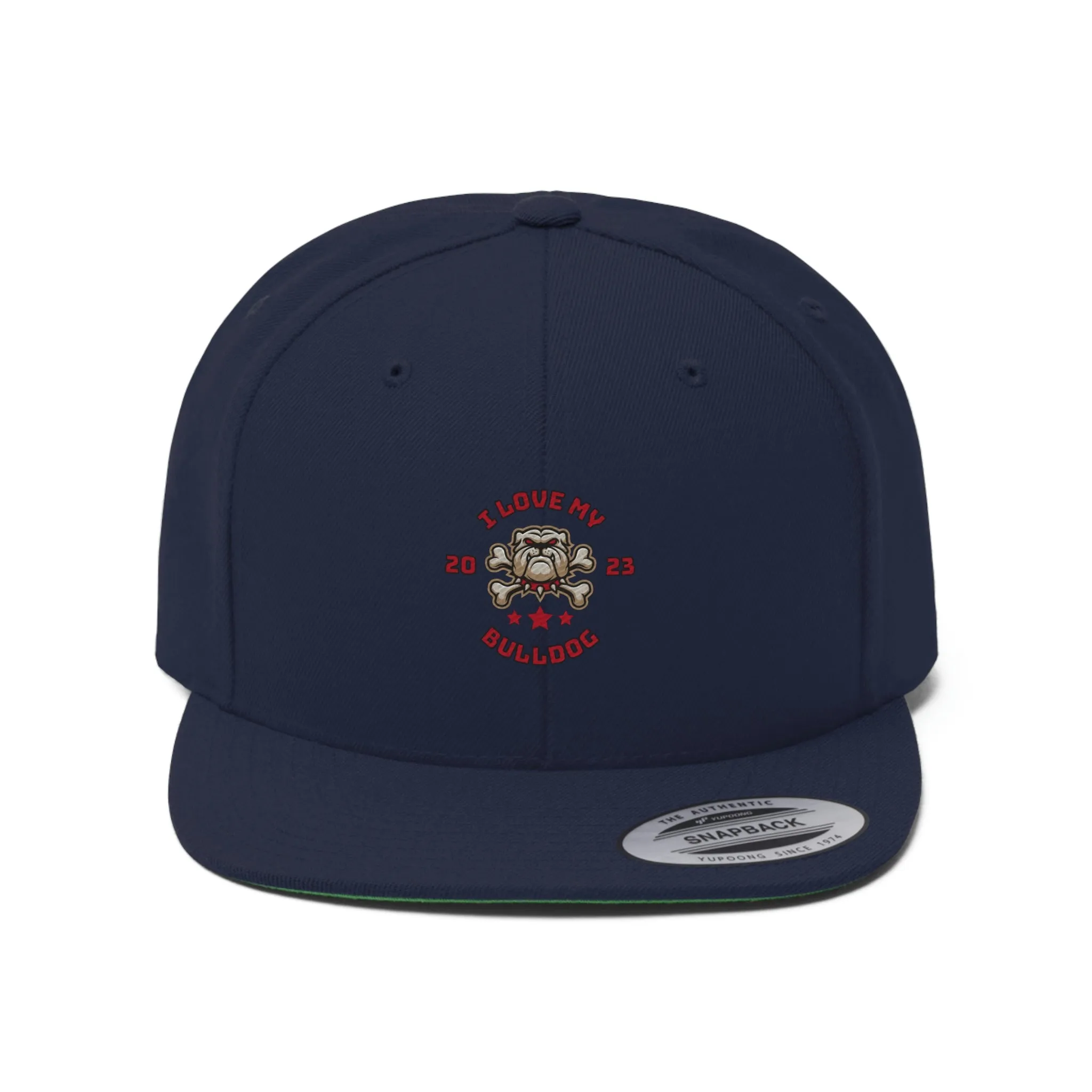 I love my Bulldog Dog POD Unisex Flat Bill Hat