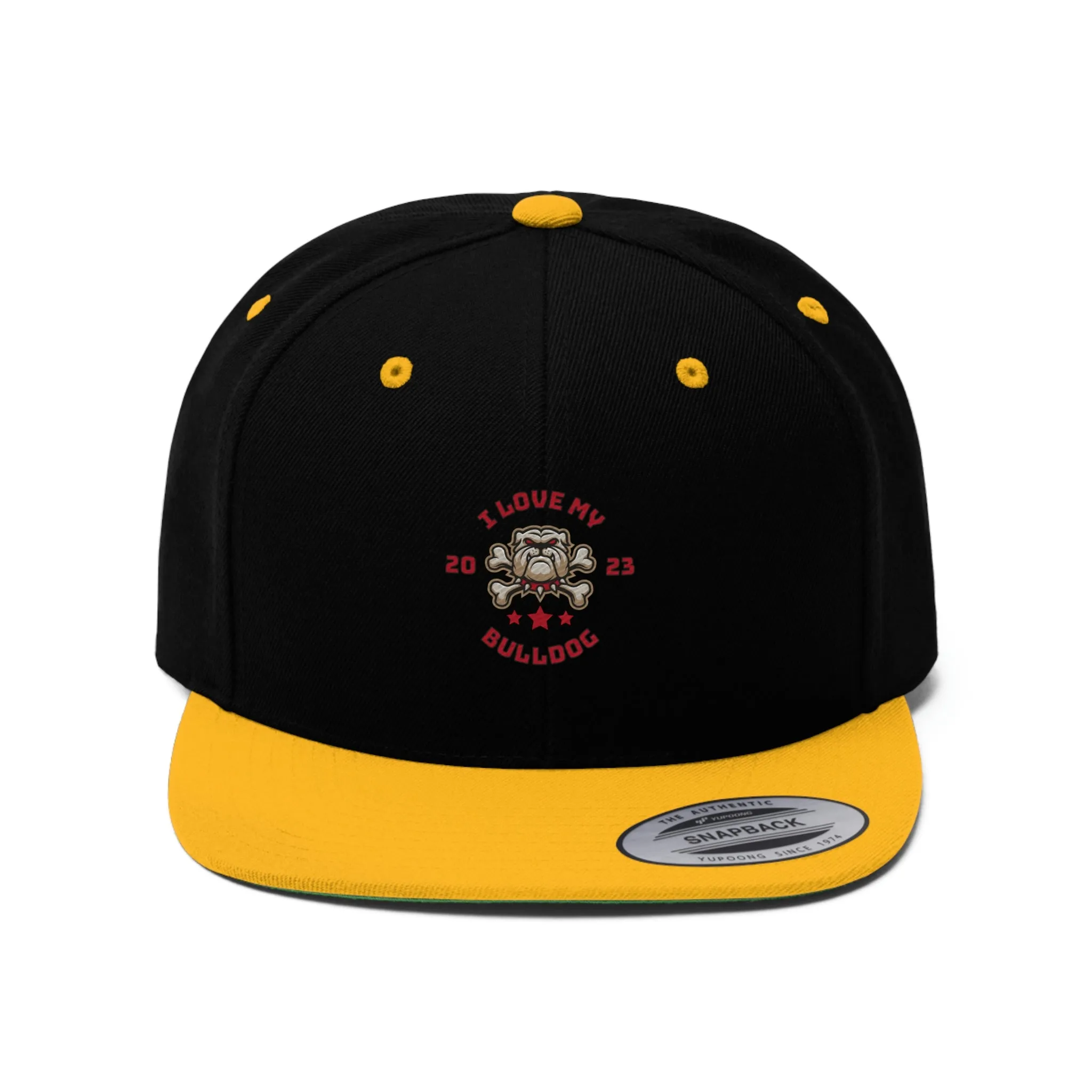 I love my Bulldog Dog POD Unisex Flat Bill Hat
