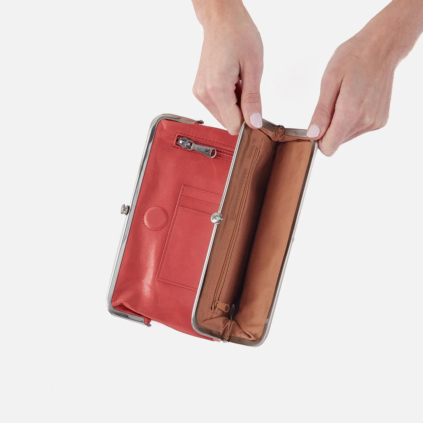 Lauren Clutch-Wallet in Polished Leather - Cherry Blossom