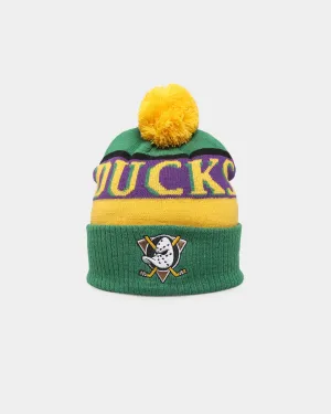 Majestic Athletic Anaheim Ducks Throwback Bobble Beanie Green