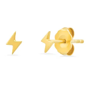 Mini Solid Lightning Studs 14kt Gold