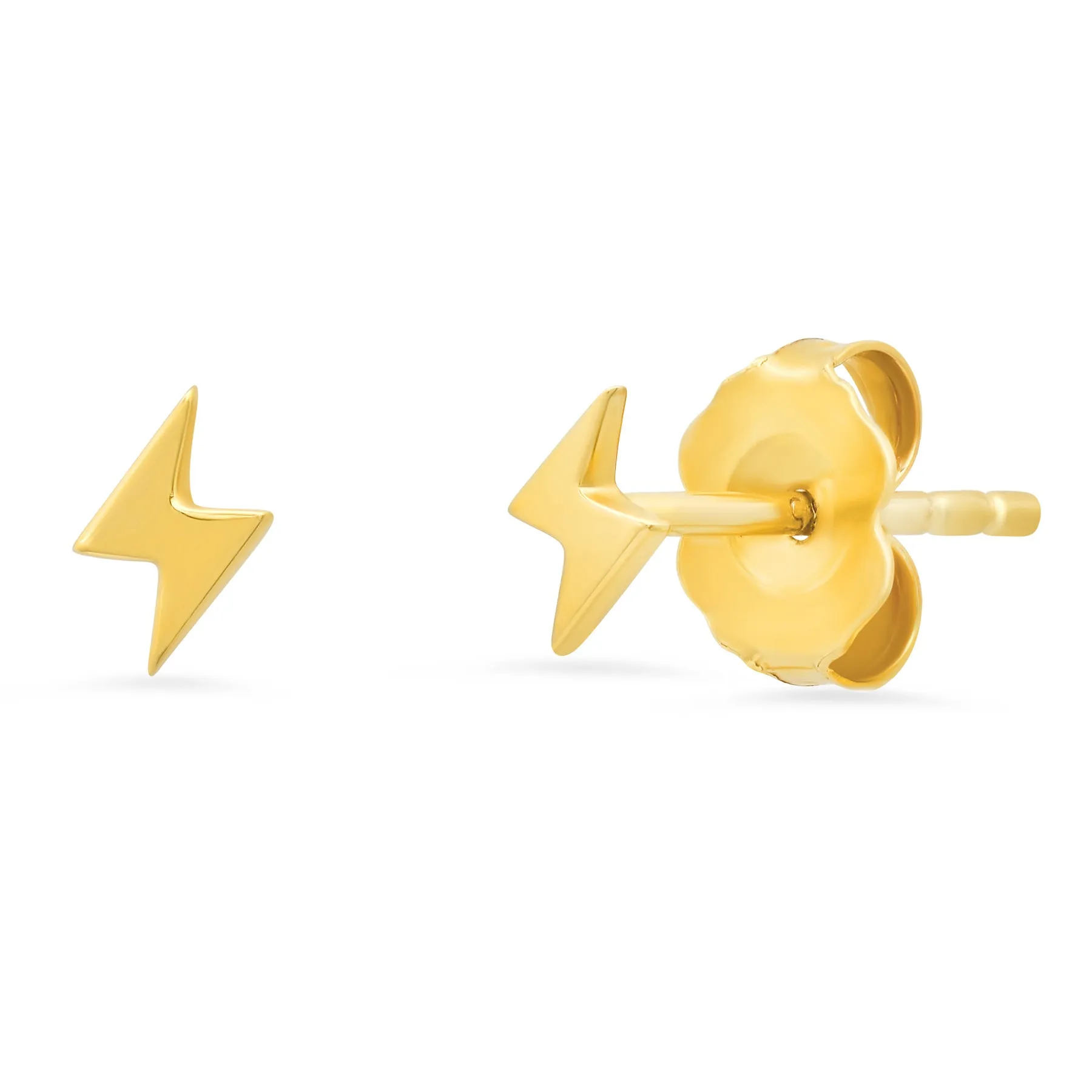 Mini Solid Lightning Studs 14kt Gold
