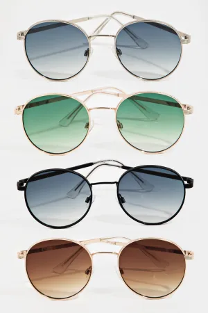Modern Flair Circle Wire Frame Sunglasses Gold/Silver