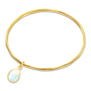 Moonstone Charm Bangle | Gold - June