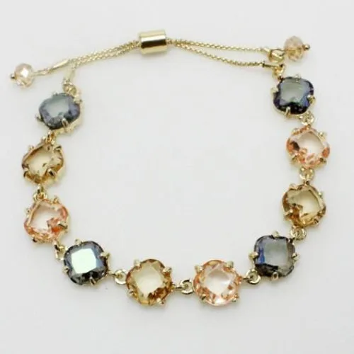 Multi-Colored Stone Adjustable Bracelet