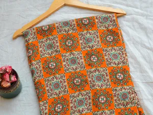 Oranges Multicolor Traditional Digital Print Cotton Rayon Fabric