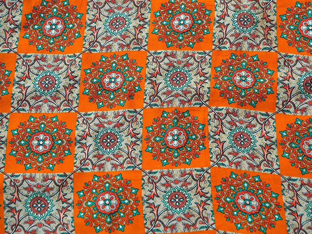 Oranges Multicolor Traditional Digital Print Cotton Rayon Fabric