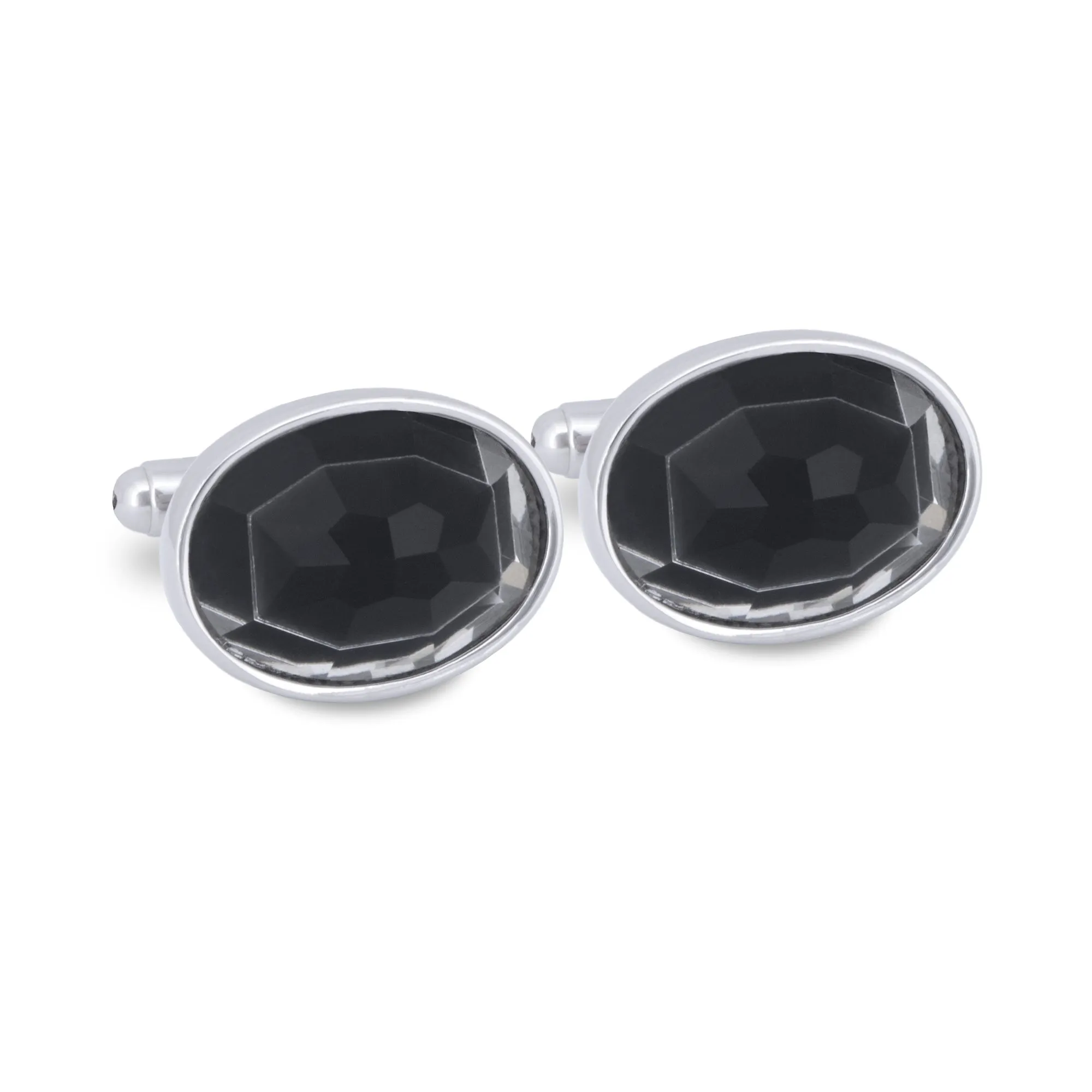 Oval Black Crystal Cufflinks (Online Exclusive)