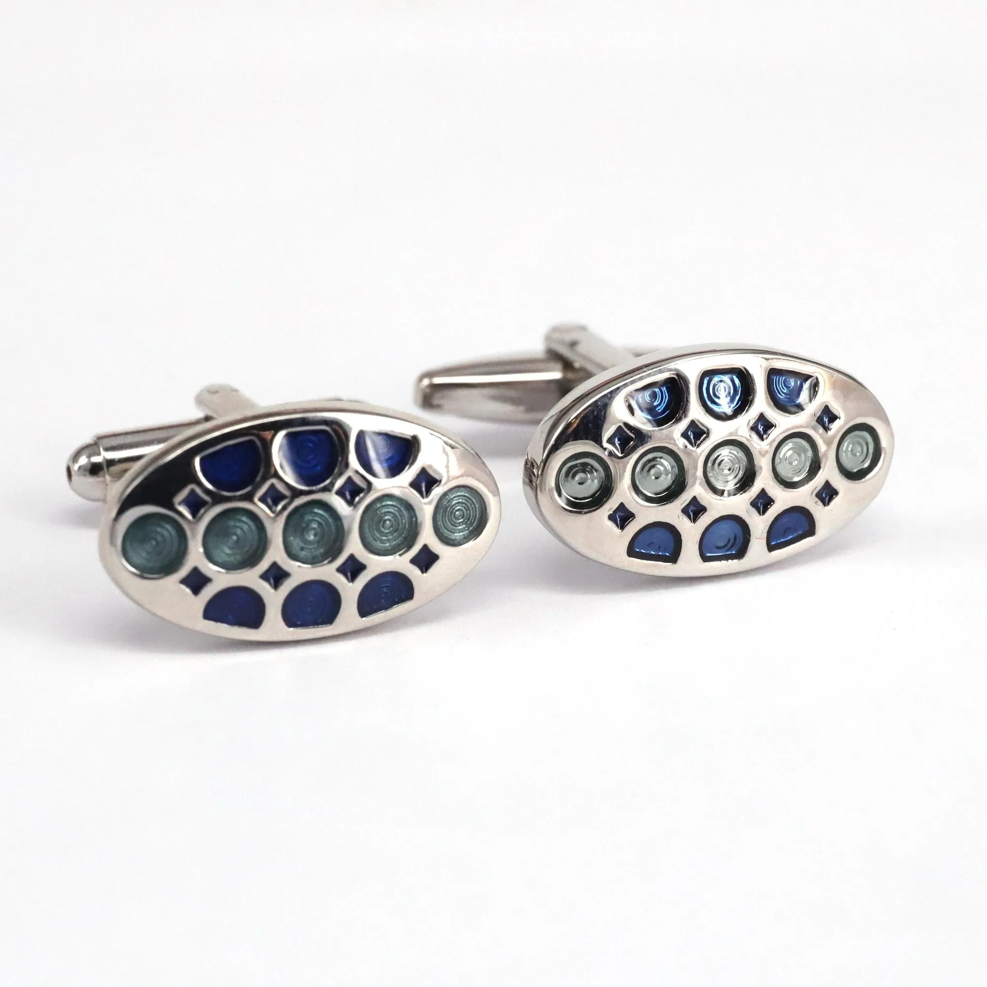 Oval Dots and Square Specks Cufflinks in Various Col A