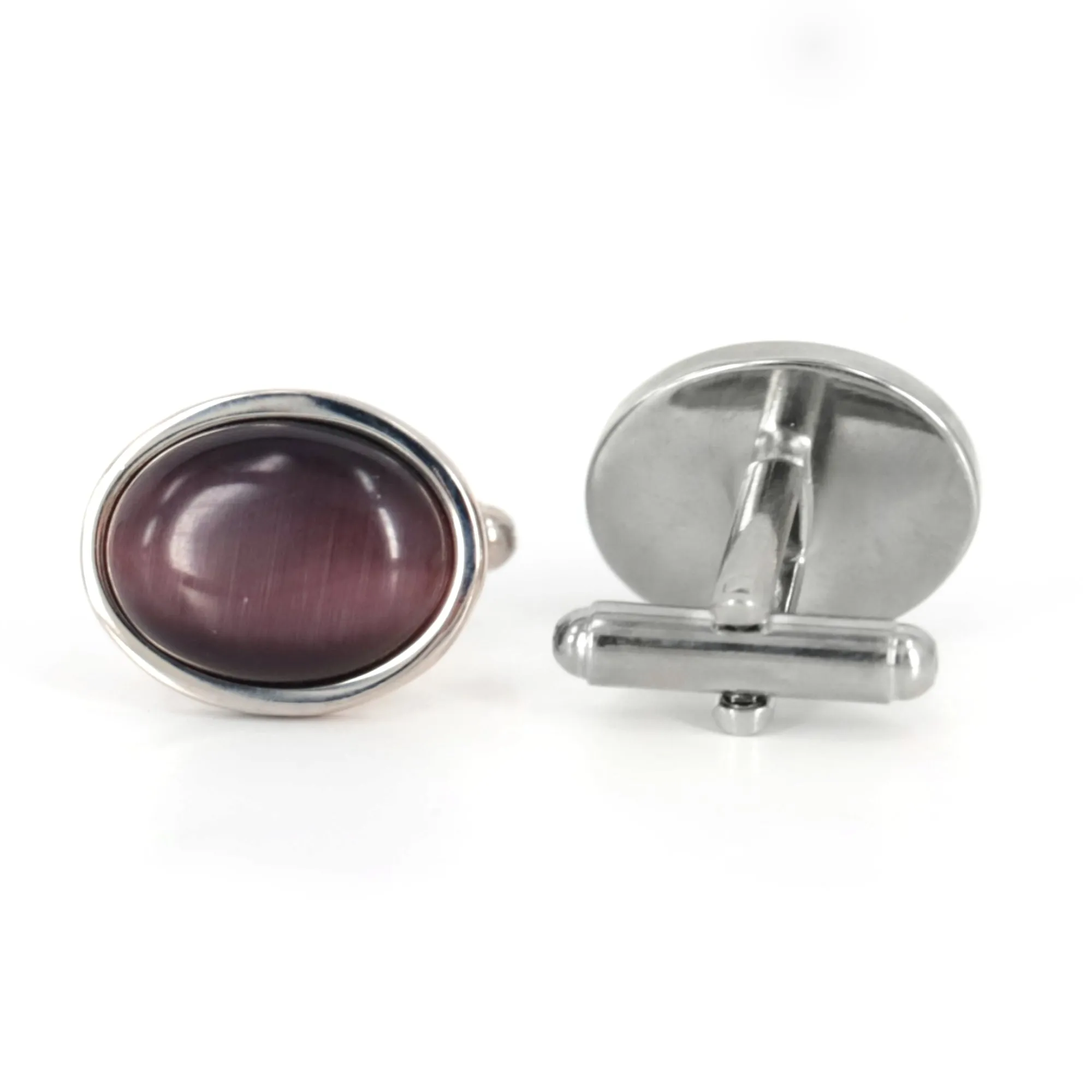 Oval light Purple Fiber Glass Cufflinks (Online Exclusive)