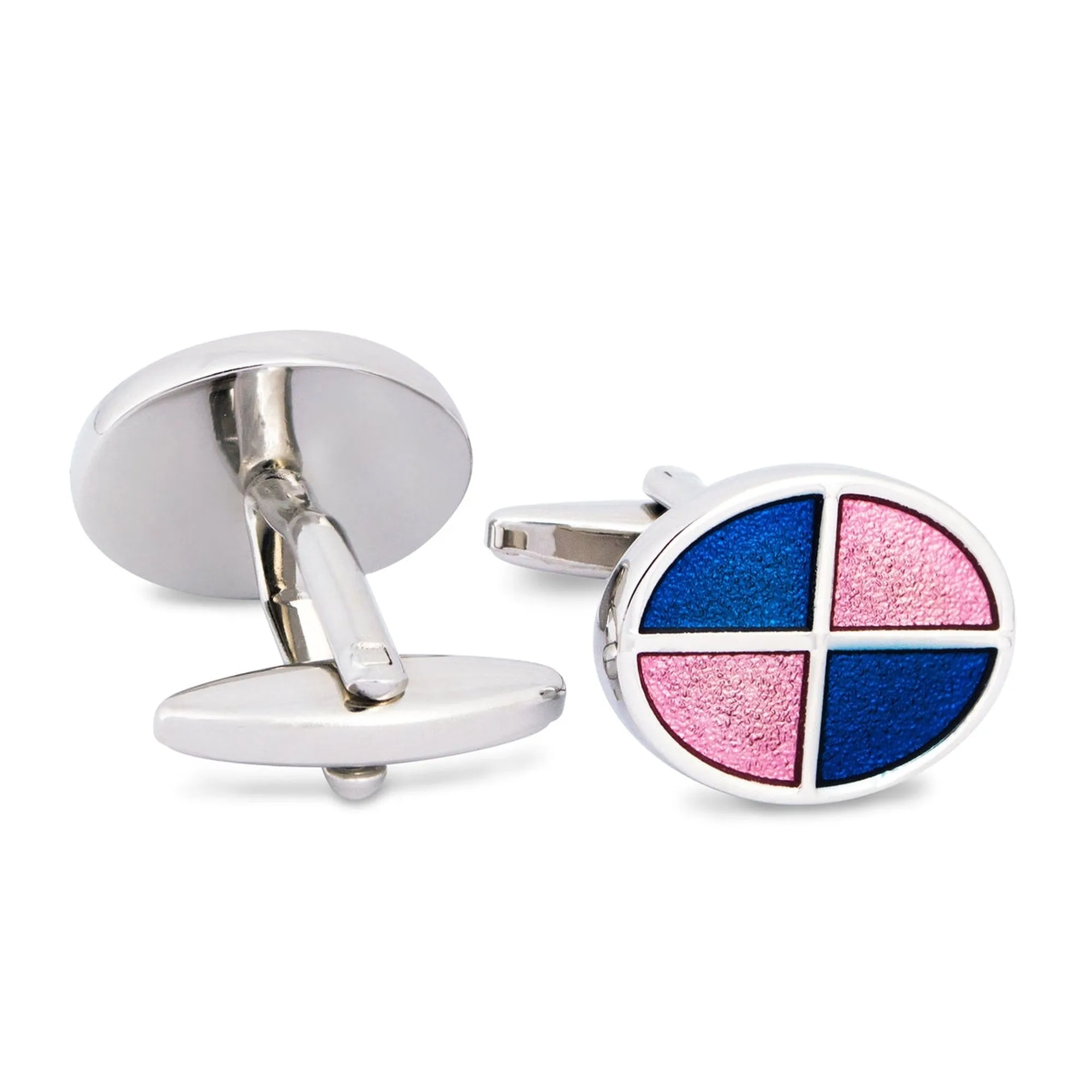 Oval Quadrant in Pink & Blue Cufflinks (Online Exclusive)