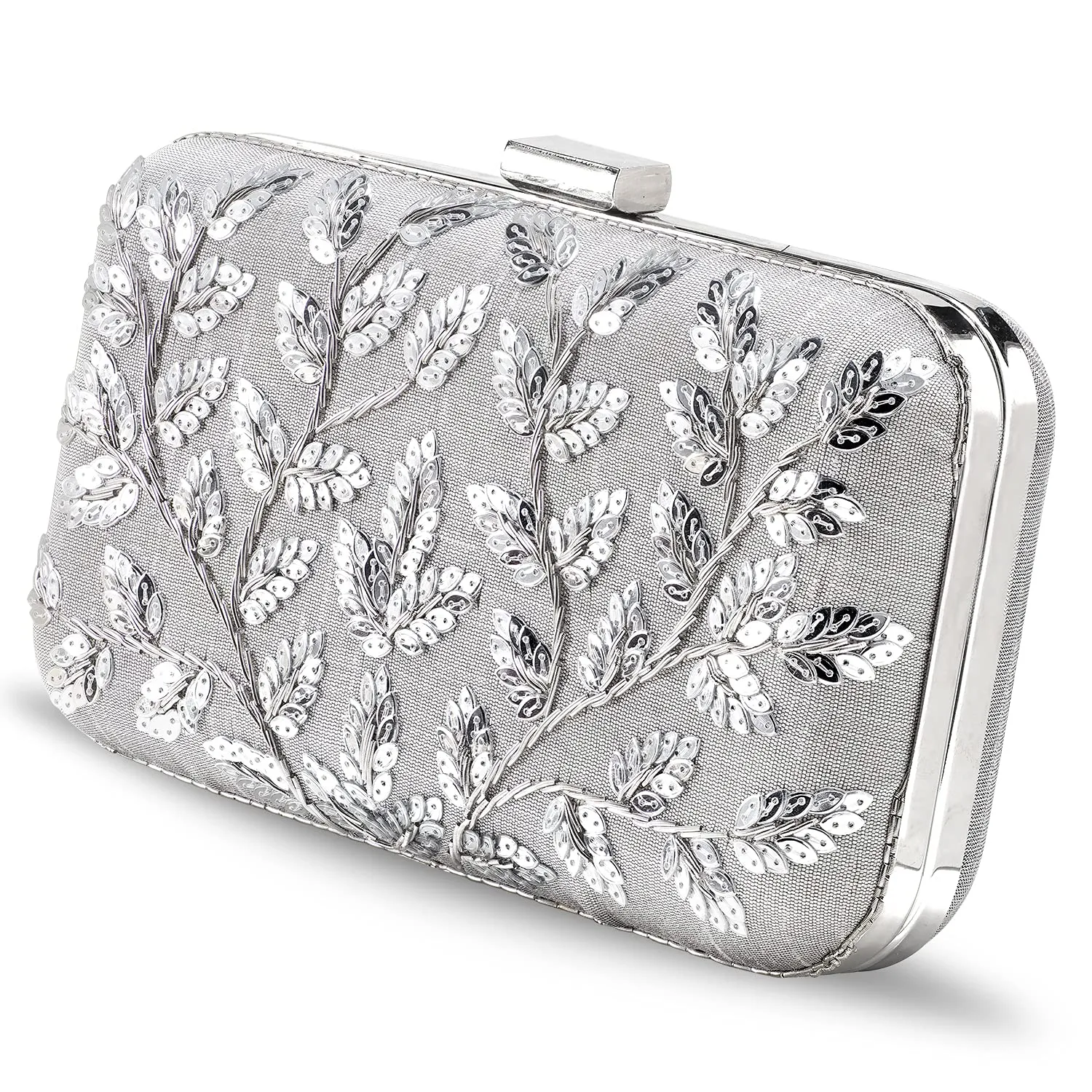 Peora Clutch Purses For Women Wedding Handmade Leaf Patteren Evening Handbags Party Bridal Clutch (C04S),Brown