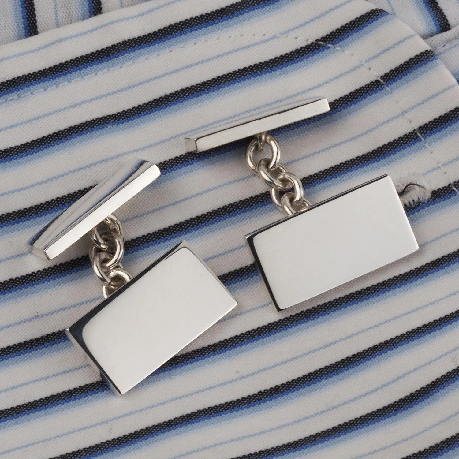 Personalised Rectangle Cufflinks Sterling Silver