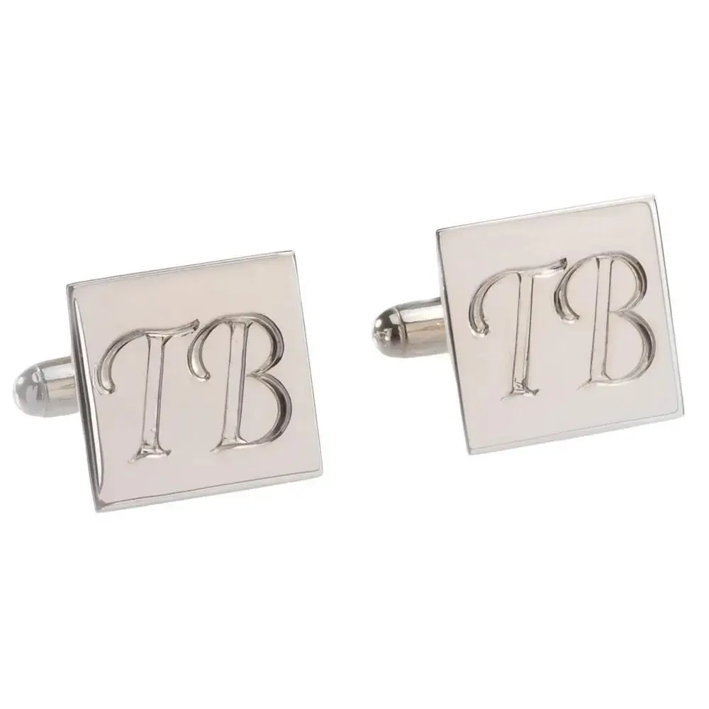 Personalised Sterling Silver Square Cufflinks Hand Engraved