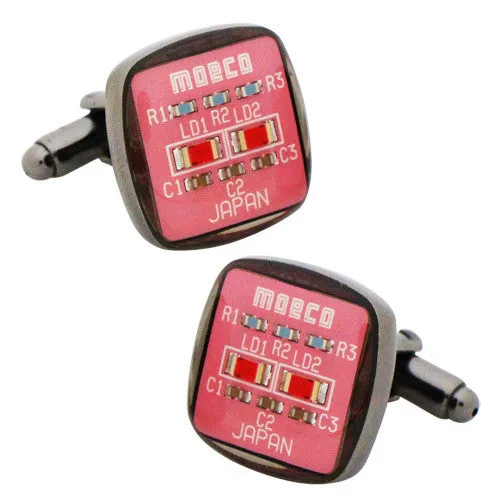 Pink Circuit Cufflinks