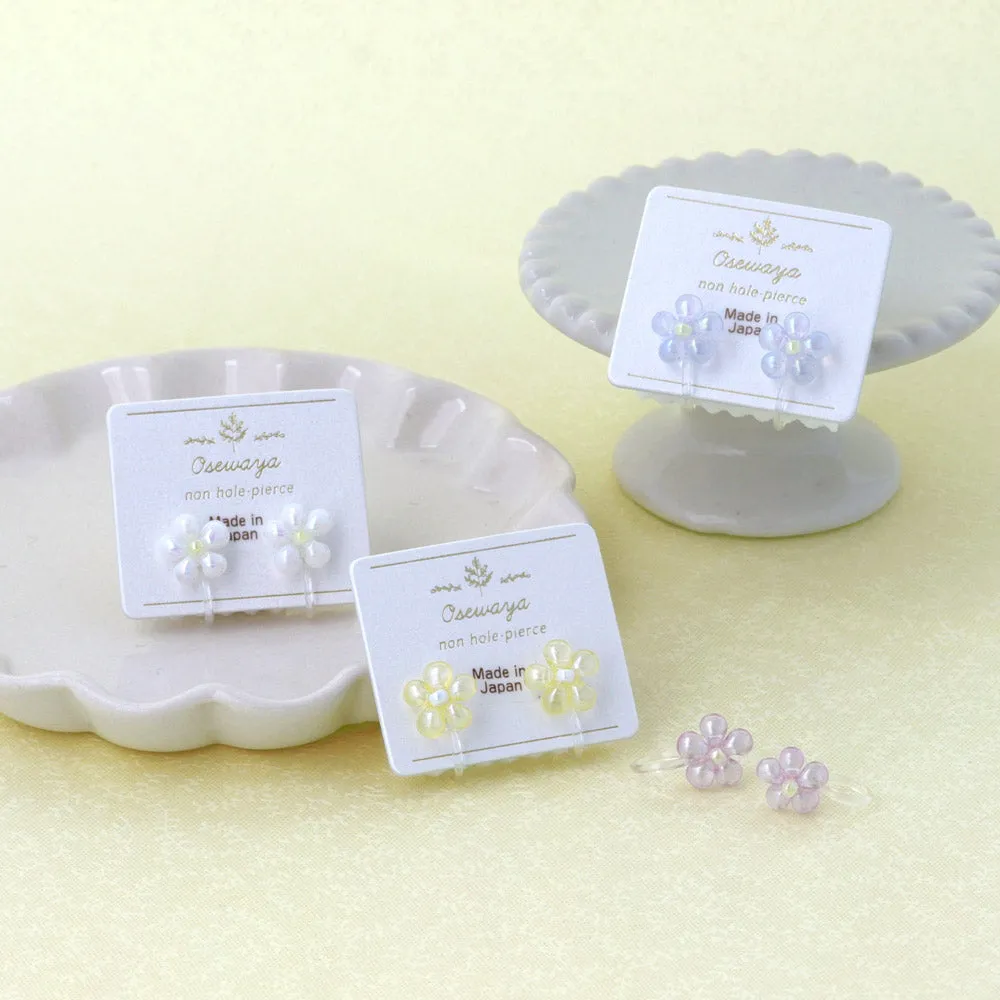 Puffy Pastel Flower Invisible Clip Ons