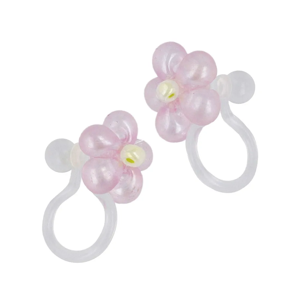 Puffy Pastel Flower Invisible Clip Ons