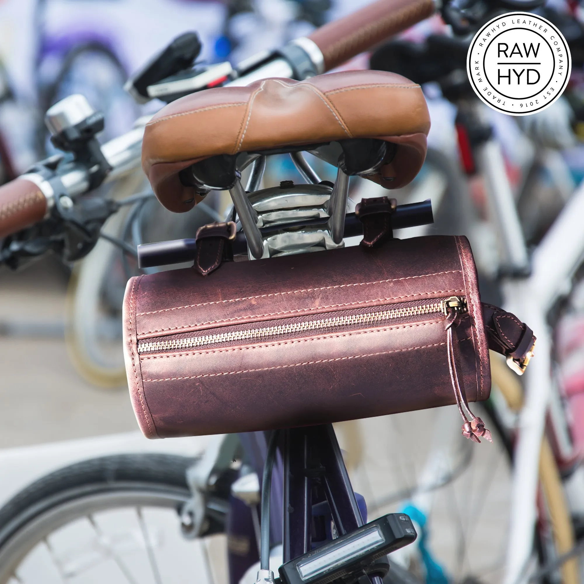 RAWHYD - Leather Bike Handlebar Bag for Bicycles