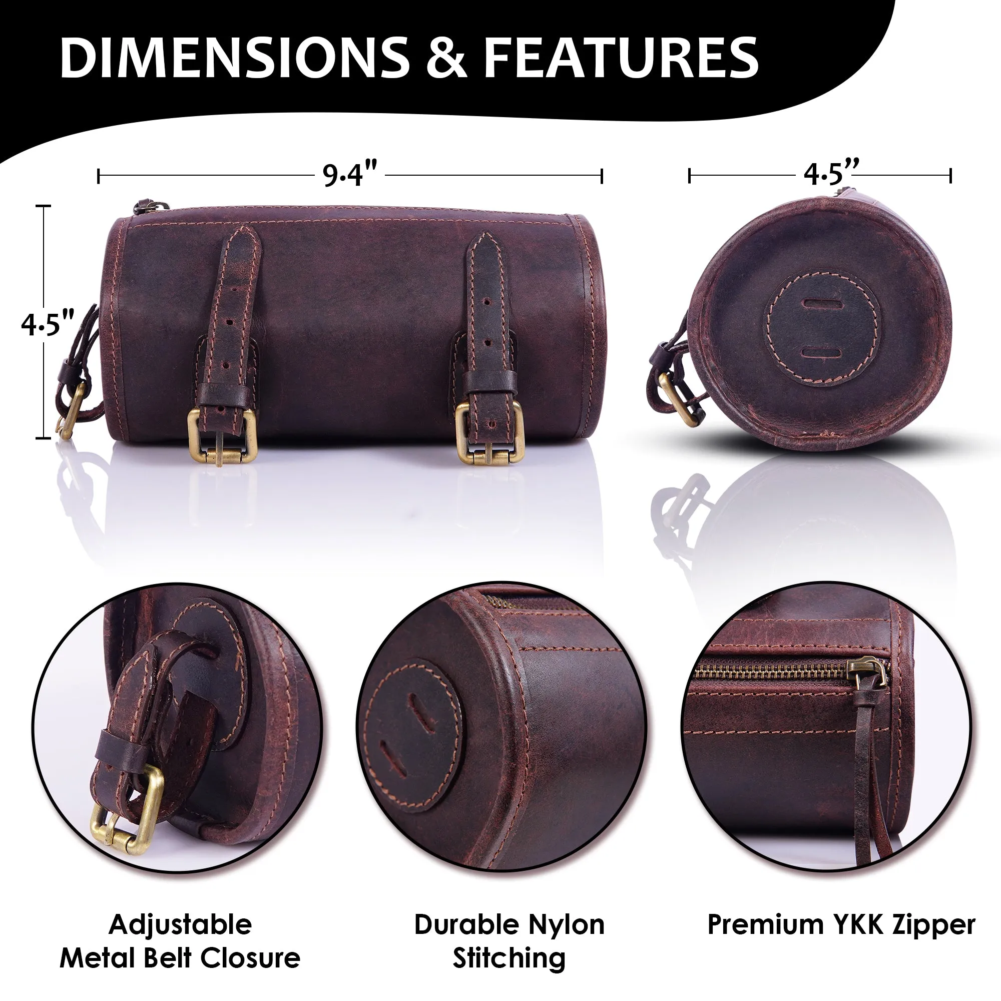 RAWHYD - Leather Bike Handlebar Bag for Bicycles