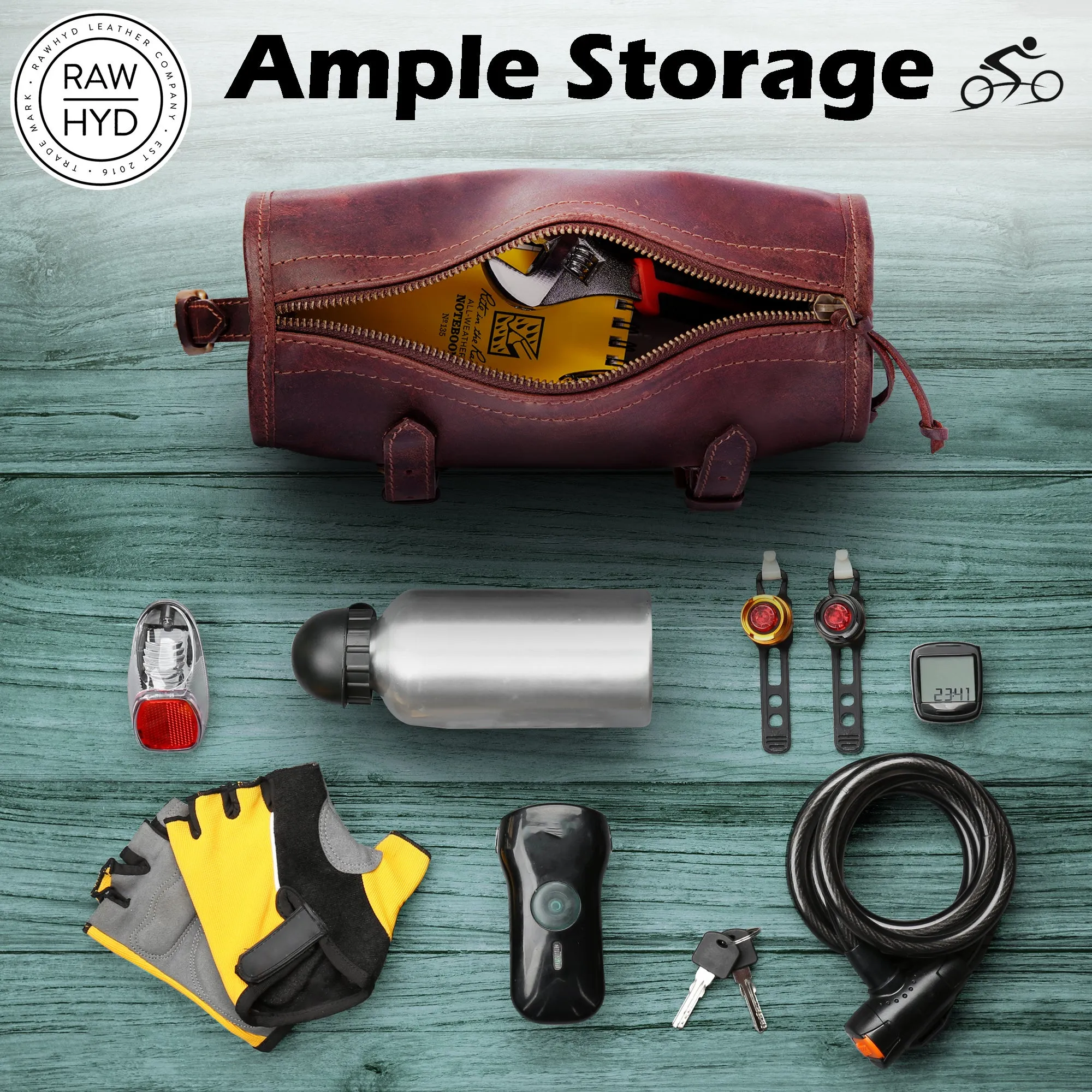 RAWHYD - Leather Bike Handlebar Bag for Bicycles