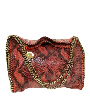Red Leather Snake Chain Shoulder Bag