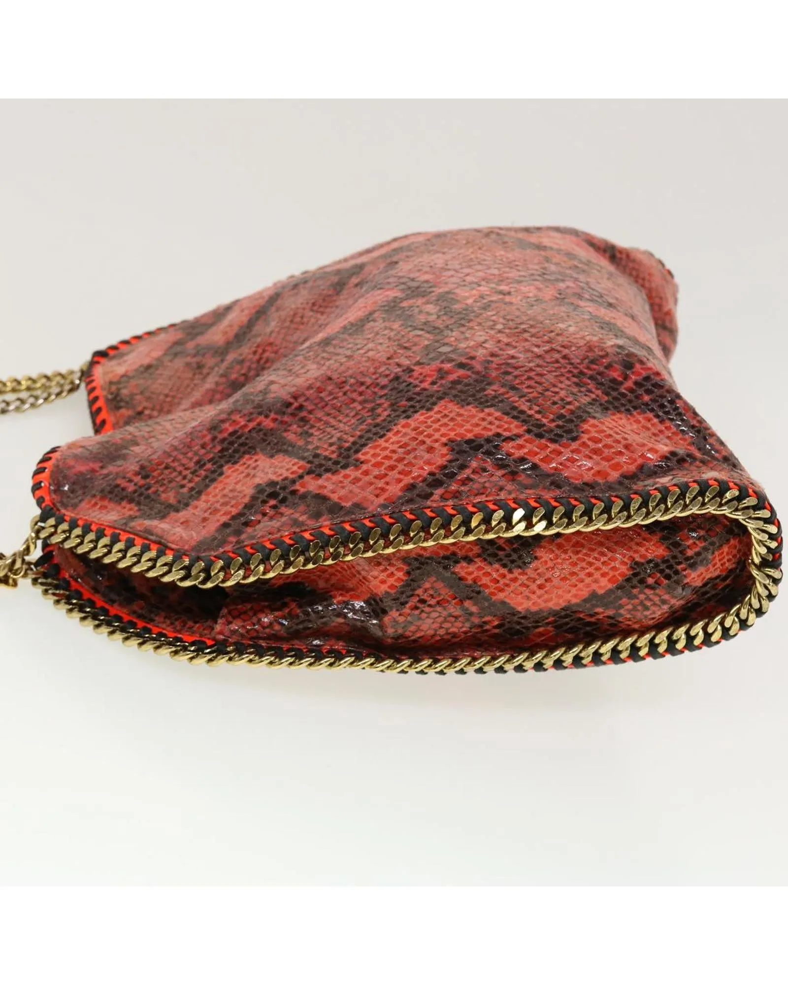 Red Leather Snake Chain Shoulder Bag