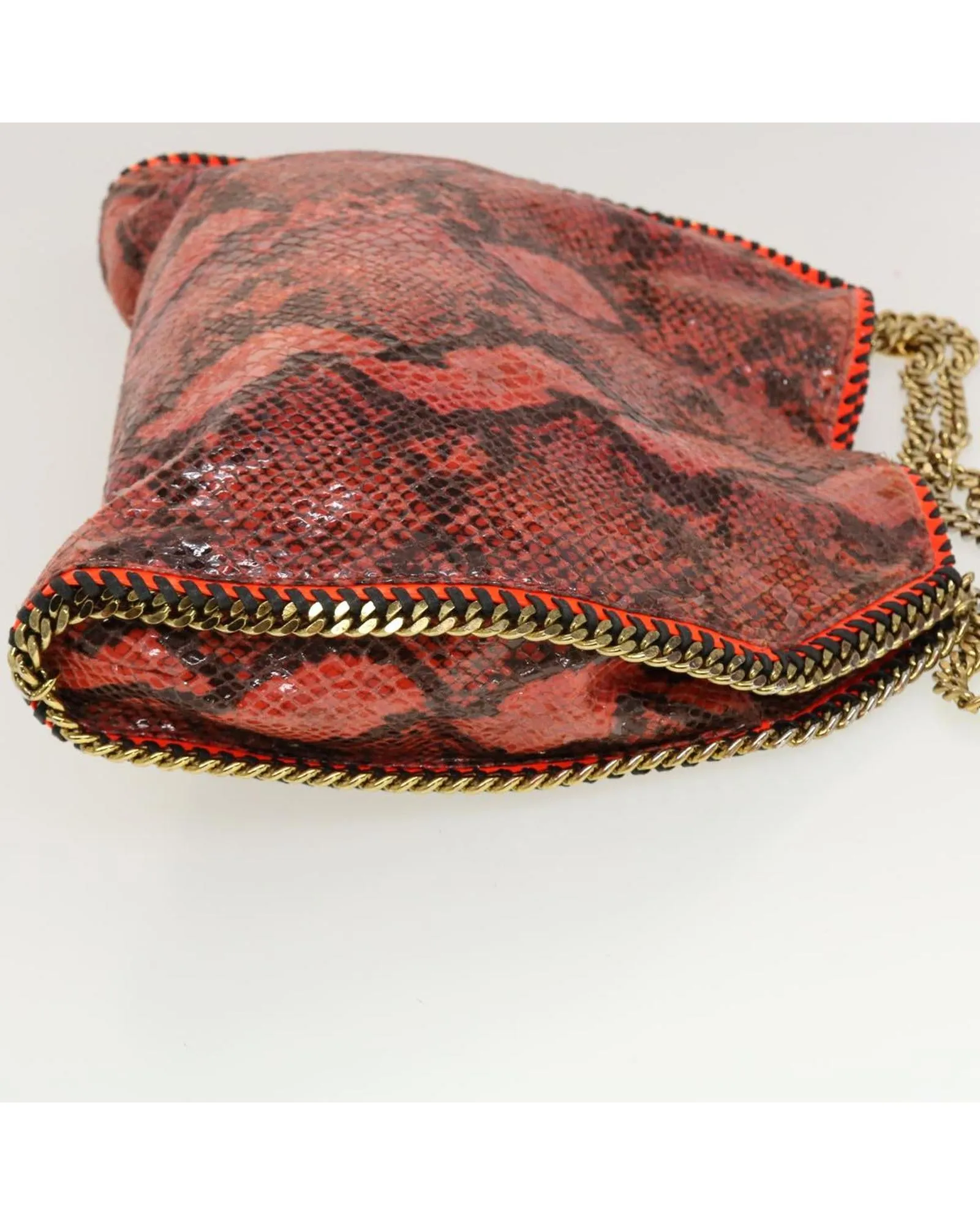 Red Leather Snake Chain Shoulder Bag