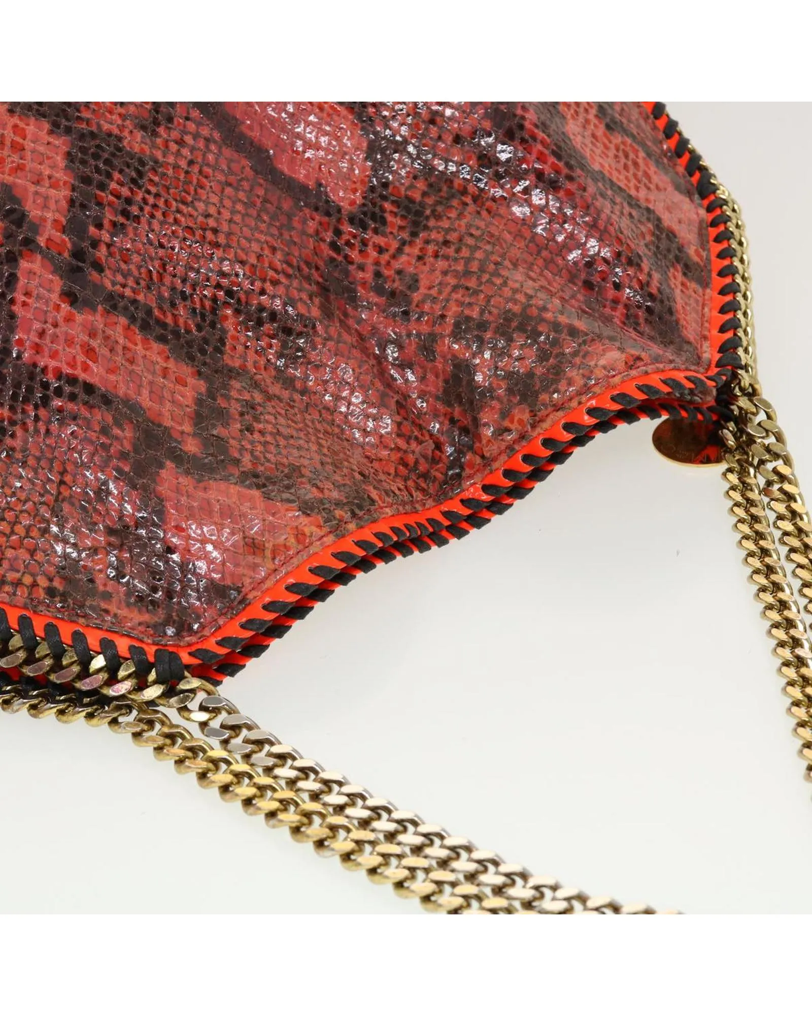 Red Leather Snake Chain Shoulder Bag