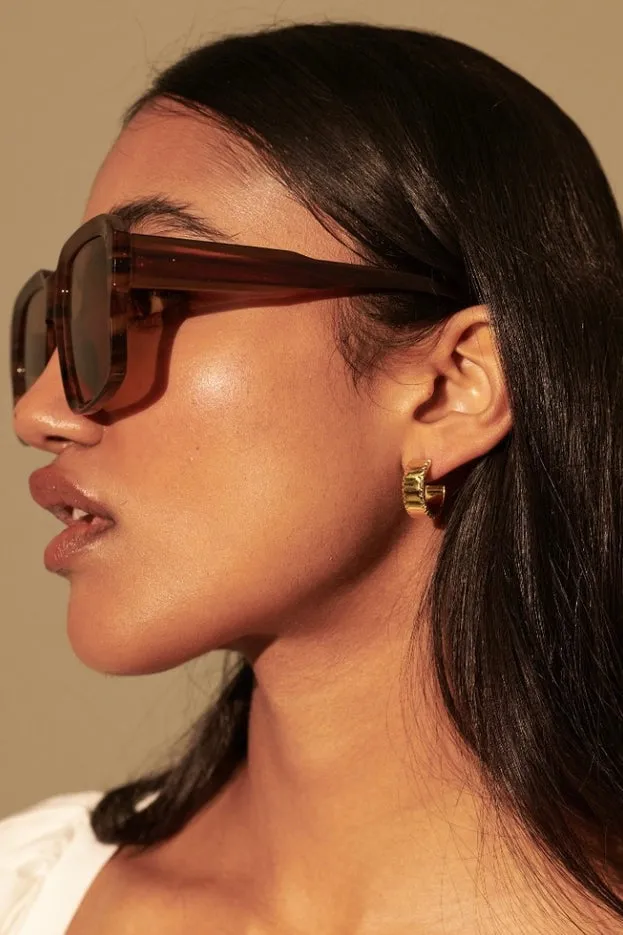 RINI VINTAGE SQUARE SUNGLASSES BROWN