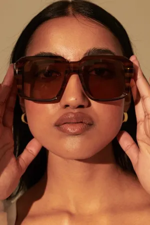 RINI VINTAGE SQUARE SUNGLASSES BROWN