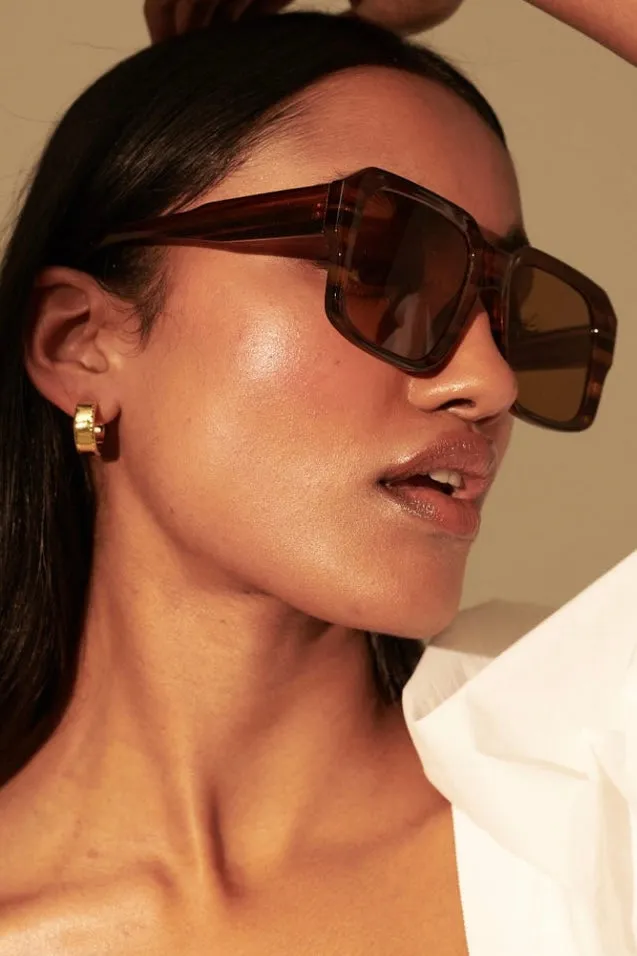 RINI VINTAGE SQUARE SUNGLASSES BROWN