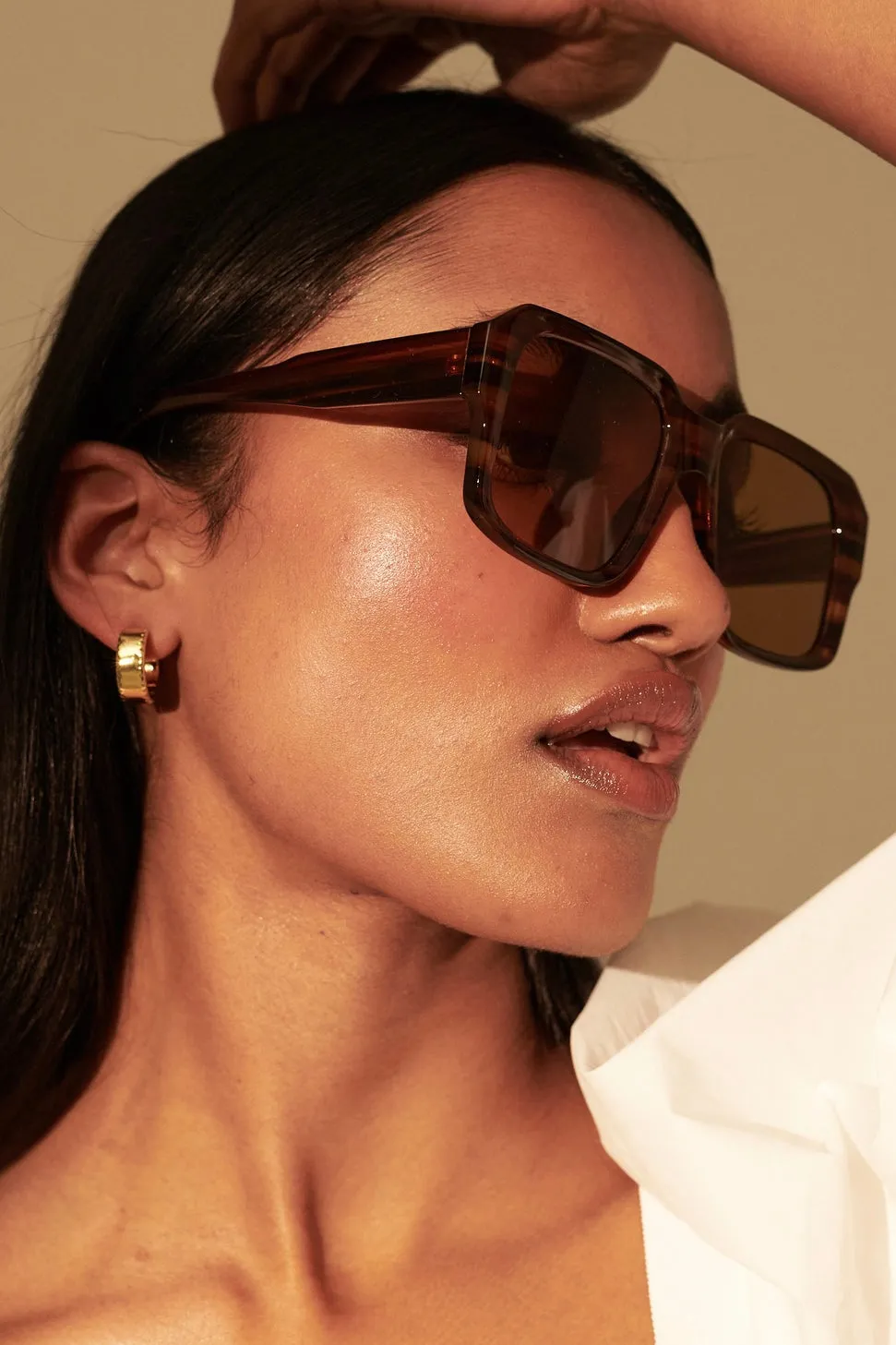 RINI VINTAGE SQUARE SUNGLASSES BROWN