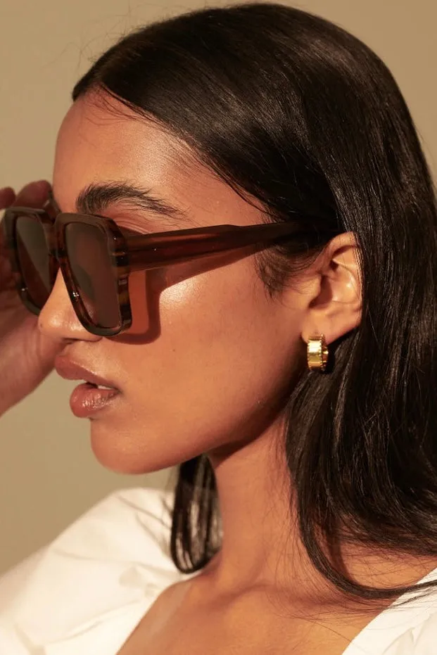 RINI VINTAGE SQUARE SUNGLASSES BROWN