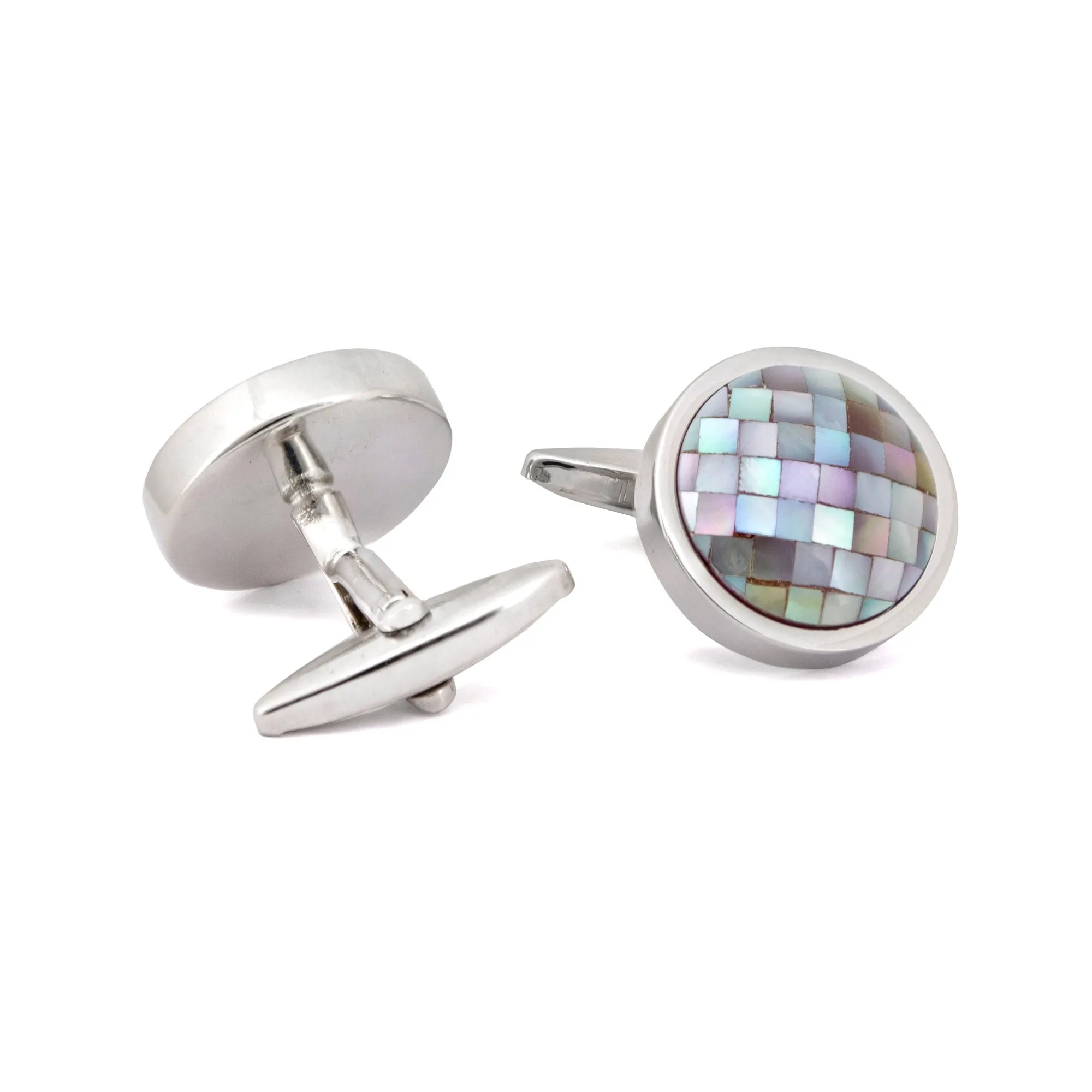 Round Purple Mother of Pearl Tiles Cufflinks (Online Exclusive)