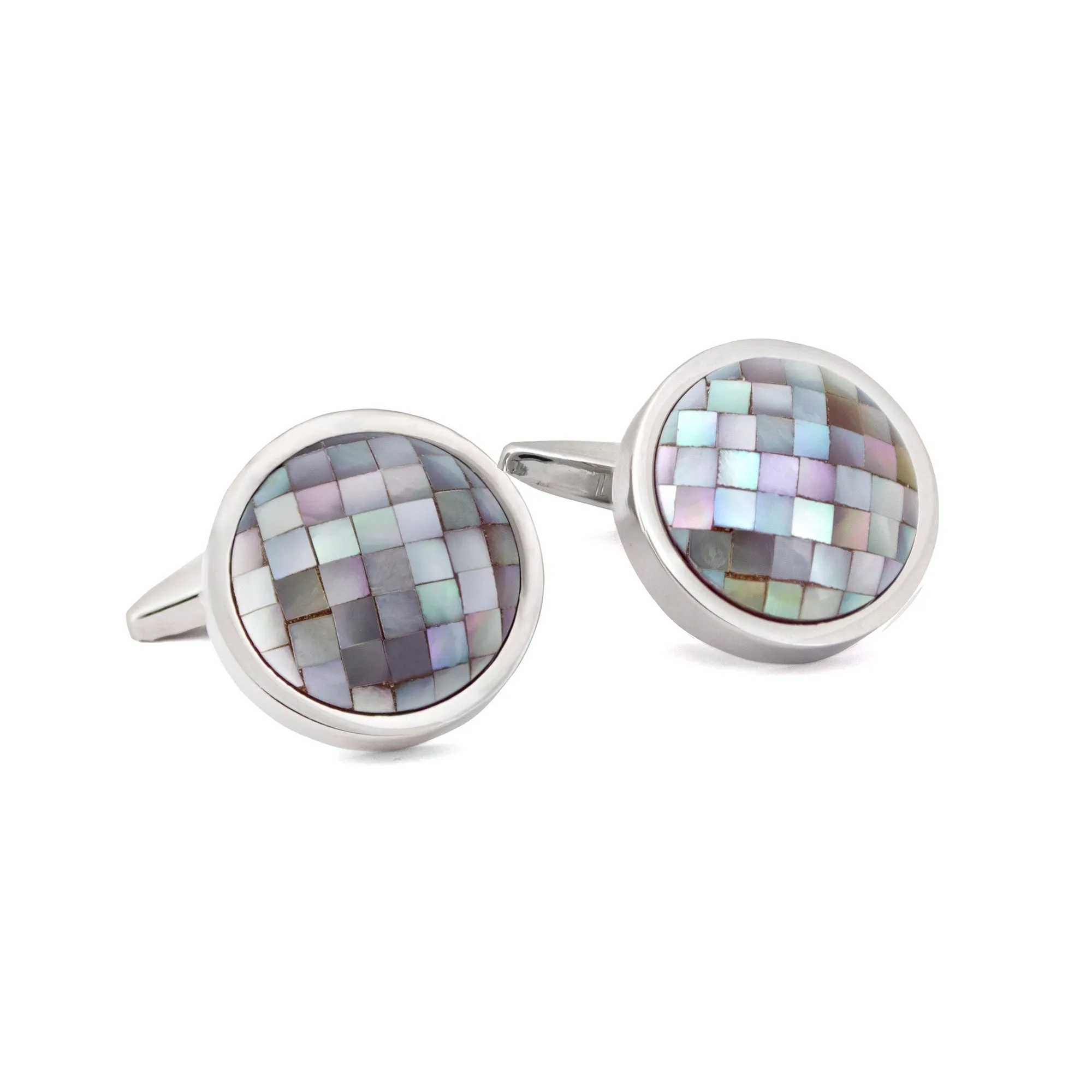 Round Purple Mother of Pearl Tiles Cufflinks (Online Exclusive)